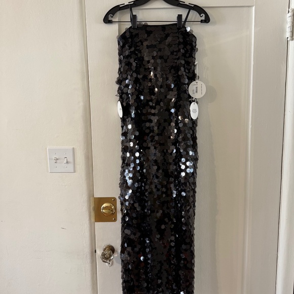 STAUD Casey Paillette Strapless Dress in Black 0 2 - Picture 2 of 10